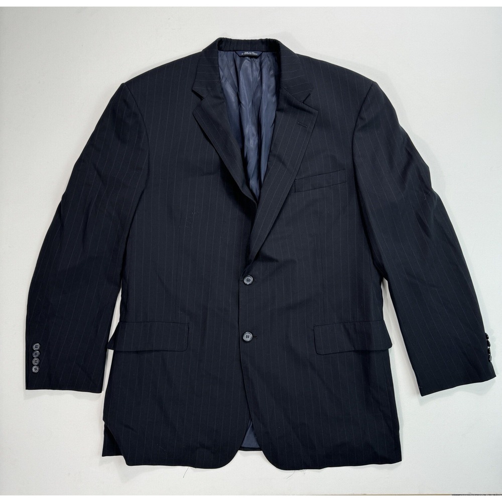 Brooks Brothers Brooksease Wool Blazer 48L Navy Pinstripe VTG Suit Jacket 2-Btn